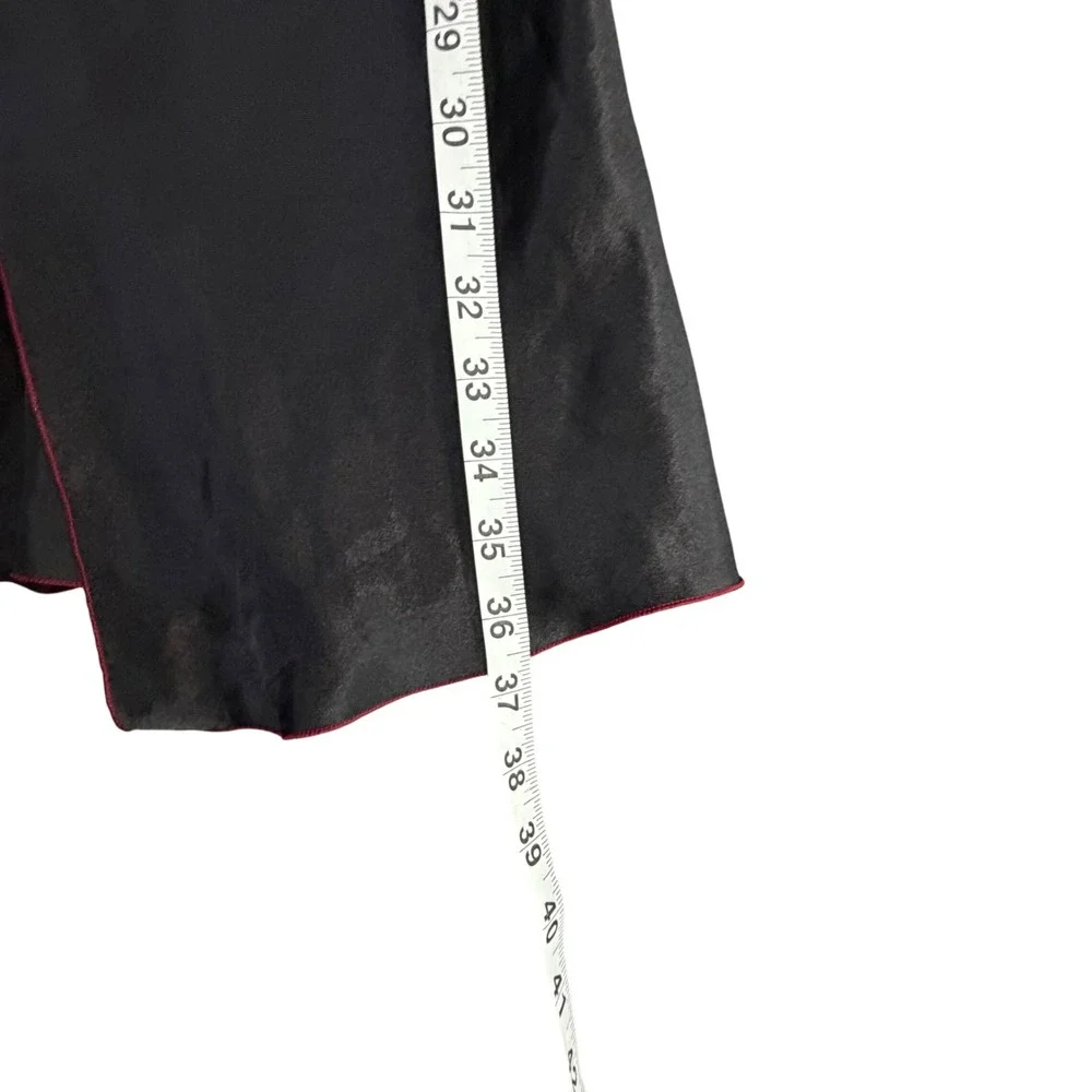 Jasmin Y2K Satin Slip Dress Small Black Red Floral Embroidery Nightwear Lingerie